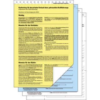 Kaufvertrag für gebrauchtes Kfz - offizieller ADAC-Vordruck, A4, 4 Blatt