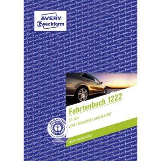 1222 Fahrtenbuch - A5, steuerlicher km-Nachweis, 32 Blatt, weiß