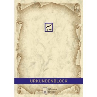 Briefblock Marmorpapier Urkunde - A4, 100 g/qm, 20 Blatt, chamois
