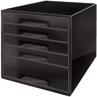Leitz Schubladenbox CUBE (A4/C4) in Schwarz mit 5 Schubladen