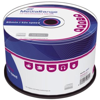 CD-R Rohlinge - 700MB/80Min, 52-fach/Spindel, Packung mit 50 Stück