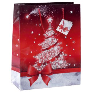 Sigel® Geschenktasche Small - Weihnachtsmotiv Sparkling Tree, 170x230x90 mm
