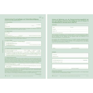 Arbeitsvertrag geringfügig Beschäftigte - SD, 2x2 Blatt + Zusatzblatt, DIN A4