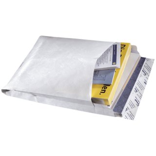 Faltentaschen aus Tyvek® B4,mit 38 mm-Falte,Spitzboden,55 g/qm,weiß,100 Stk