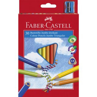Faber-Castell Buntstift Trangular Jumbo, sortiert, 30er Kartonetui