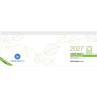 Tischkalender Querkalender Recycling 2027, 29,6 x 9,9 cm, 1W/1S