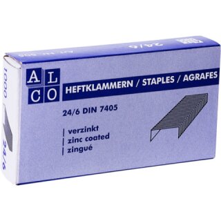 Heftklammer verzinkt, 24/6, Stahl, 1000 Stück ALCO 505