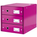 Leitz Schubladenbox WOW Click &amp; Store - 3 Laden, pink