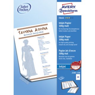 Avery Zweckform® 2585-150 Classic Inkjet Papier, DIN A4, beidseitig beschichtet - matt, 100 g/m², 150 Blatt