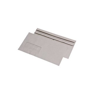 Briefumschlag Kompakt, 235 x 125 mm, grau, sk, mit Fenster, Offsetdruck, 75 g/qm