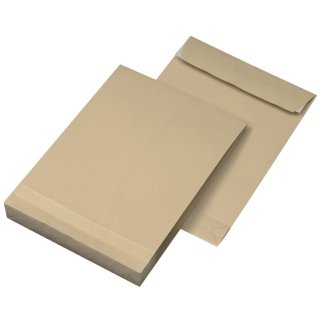 Faltentaschen B4,ohne Fenster,mit 40 mm-Falte  Klotzboden,140 g/qm,braun,100 Stk