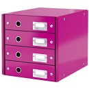 Leitz Schubladenbox WOW Click &amp; Store - 4 Laden, pink