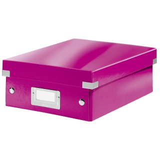 Leitz Archivbox WOW Click & Store - A5, mit Trennwänden, pink