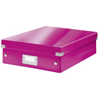 Leitz Archivbox WOW Click & Store - A4, mit Trennwänden, pink