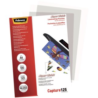 Laminierfolie SuperQuick - A4, glänzende, 125 Mikron, 100 Blatt