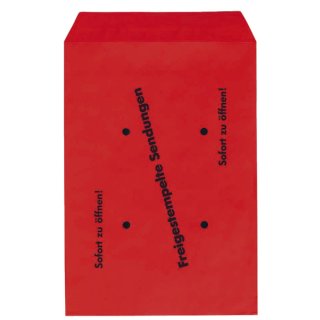 Freistempler-Taschen B4 , 100 g/qm, rot , 250 Stück