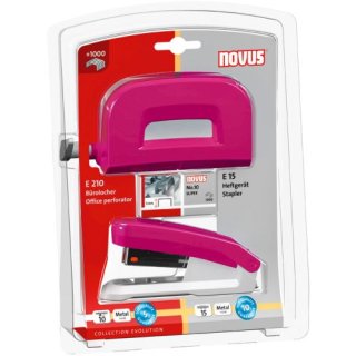 Novus® Heftgerät E15 + Locher E210 pink
