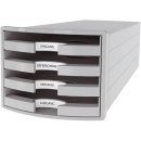 Schubladenbox IMPULS - A4/C4, 4 offene Schubladen, lichtgrau
