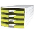 Schubladenbox IMPULS - A4/C4, 4 offene Schubladen, weiß/lemon