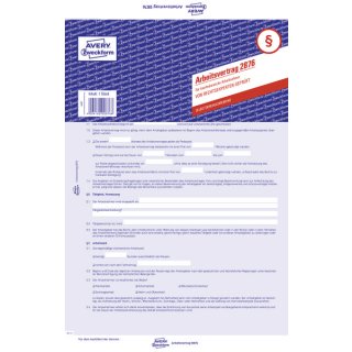 Avery Zweckform® 2876 Arbeitsvertrag, DIN A4, für kaufm. Arbeitnehmer, 5 Stück, blau