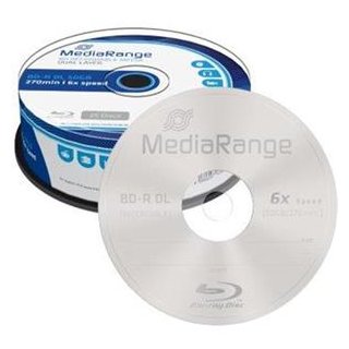 BD-R 50GB 6x(25) MediaRange BluRay Cake, Kapazität: 50GB