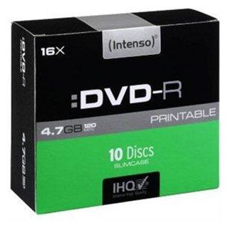 DVD-R 4,7GB 16x SC (10) Print INTENSO 4801652, Kapazität: 4,7GB