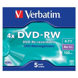 DVD-RW 4,7GB 4x JC(5) Verbatim DVD-RW, Kapazität: 4,7GB