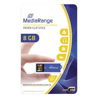 Nano Flash Drive 8GB blue MediaRange USB2.0 Stick, Kapazität: 8GB