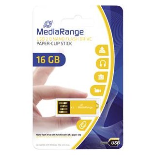 Nano Flash Drive 16GB yellow MediaRange USB2.0 Stick, Kapazität: 16GB