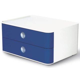 SMART-BOX ALLISON Schubladenbox - stapelbar, 2 Laden, weiß/blau