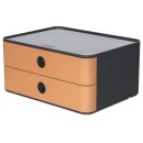 SMART-BOX ALLISON Schubladenbox - stapelbar, 2 Laden, grau/caramel braun