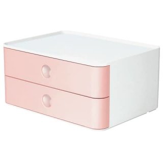 SMART-BOX ALLISON Schubladenbox - stapelbar, 2 Laden, weiß/flamingo rose