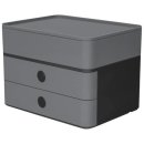 Schubladen/-Utensilienbox- stapelbar, 2 Laden, granit grau