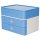 Schubladen/-Utensilienbox- stapelbar, 2 Laden, wei&szlig;/hellblau