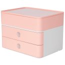 Schubladen/-Utensilienbox- stapelbar, 2 Laden, weiß/flamingo rose