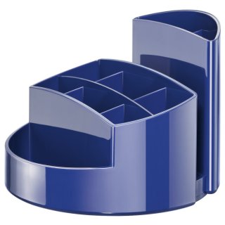 Schreibtischköcher RONDO - 9 Fächer, Gummifüße, Briefschlitz, hochglänzend, blau