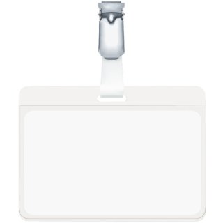 Namensschild mit drehbarem Clip, transparent, 90 x 60 mm, 25 Stück