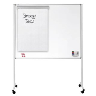 Multiboard XL Whiteboard/Flipchart - 150 x 120 cm, weiß/grau, mit Rollen