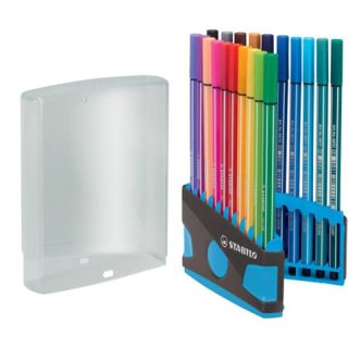 Fasermaler Pen 68 ColorParade - Etui anthrazit/hellblau, 20 Farben