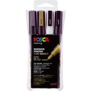 Pigmentmarker POSCA - 0,9 - 1,3 mm, 4er Set sortiert