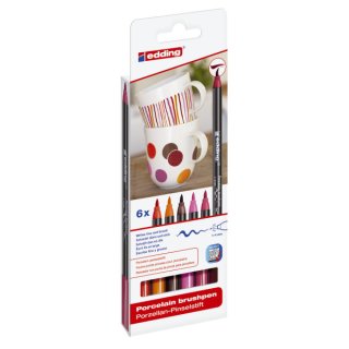 4200 Porzellan-Pinselstift - 1 - 4 mm, warm colour Set, 6 Farben sortiert