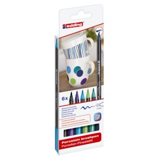 4200 Porzellan-Pinselstift - 1 - 4 mm, cool colour Set, 6 Farben sortiert