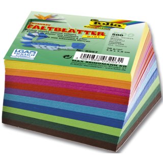 Faltblätter 8 x 8 cm - 10 Farben sortiert, 500 Blatt, 70g/qm