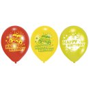 Luftballon Happy Birthday - rund, sortiert, 6 Stück