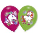 Luftballon Einhorn - pink/gr&uuml;n, 6 St&uuml;ck