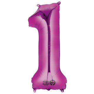 Folienballon Zahl 1 - rosa