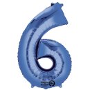 Folienballon Zahl 6 - blau