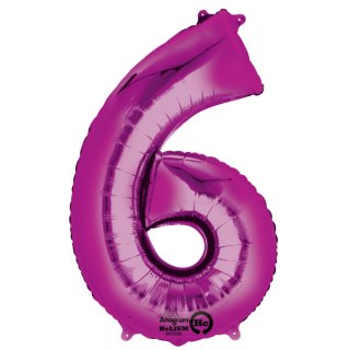 Folienballon Zahl 6 - rosa