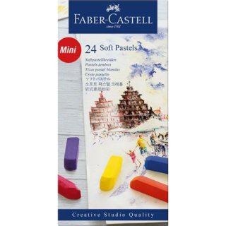 Faber-Castell Creative Studio Softpastellkreiden Mini, 24 Farben sortiert im Kartonetui