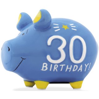 Spardose Schwein "30 Birthday" - Keramik, klein